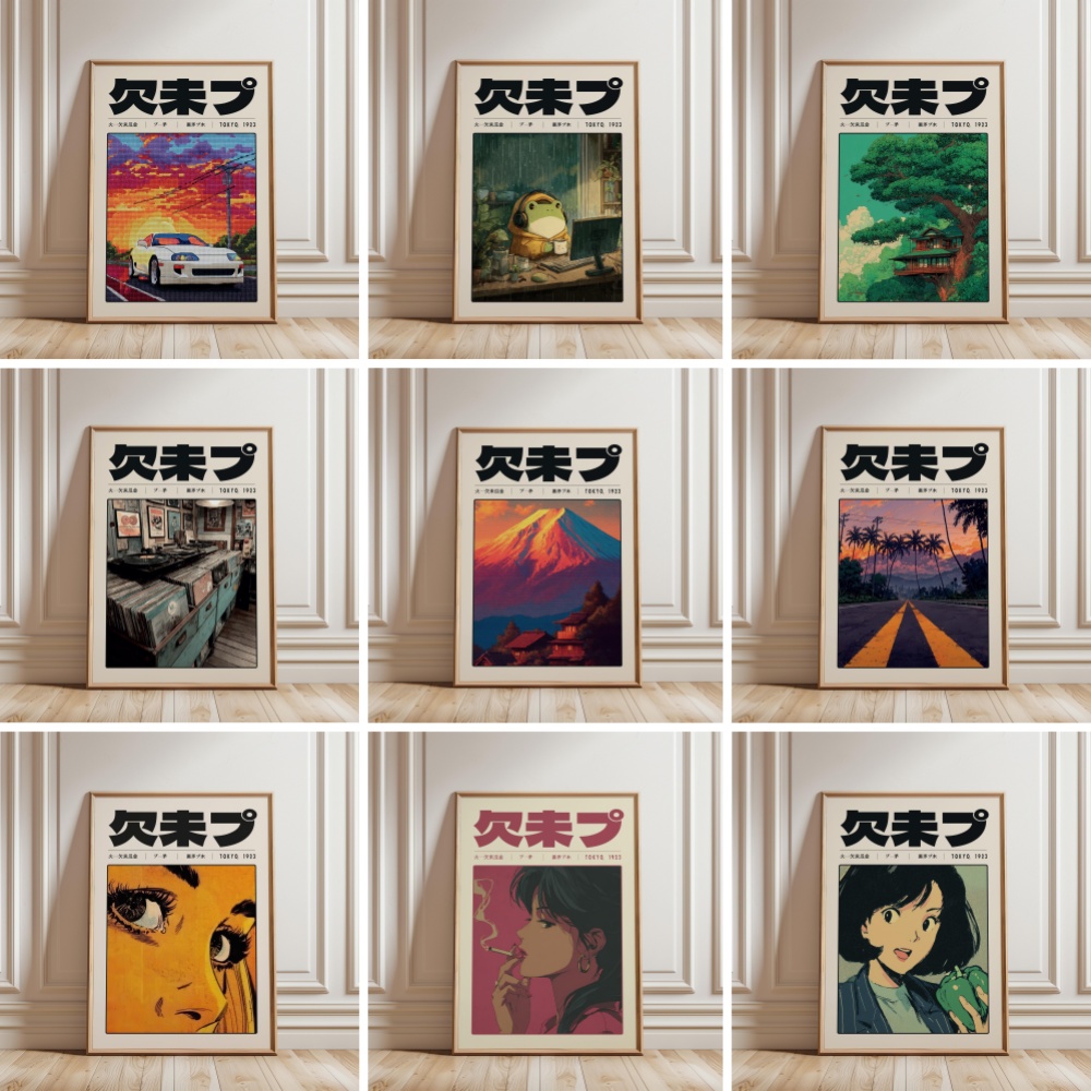 Japanese Lifestyle Culture - Retro Tokyo Vaporwave Pop Kültür Posterleri